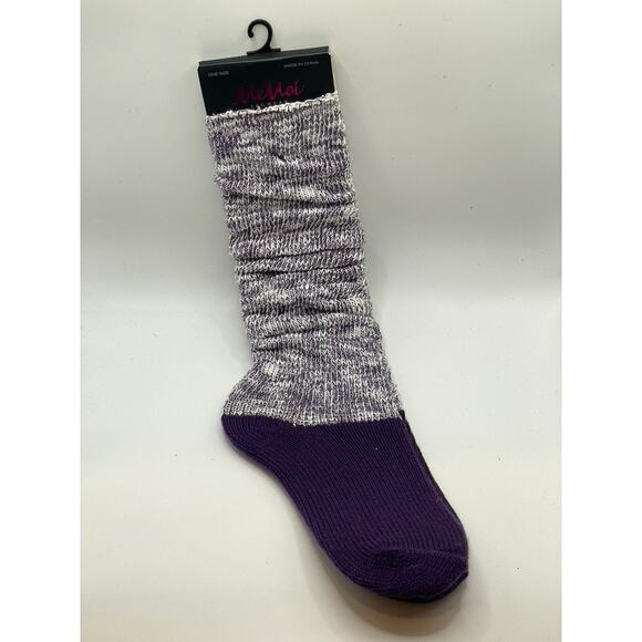 MEMOI Women's Purple-Gray Colorblock Knit Pull-On Over The Knee Socks SZ OS - Picture 1 of 9